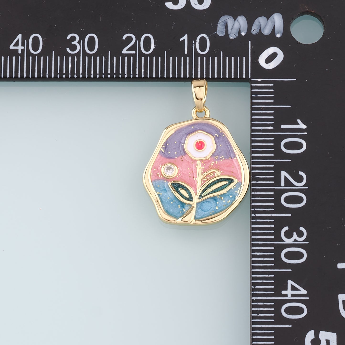 Gold Flower Charms,18K Gold Filled Flower Pendant,Enamel Flower Charm Bracelet Necklace for DIY Jewelry Making Supply