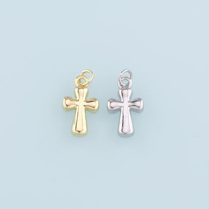 Gold Cross Charms,18K Gold Filled Cross Pendant,Religion Charm Bracelet Necklace for DIY Jewelry Making Supply