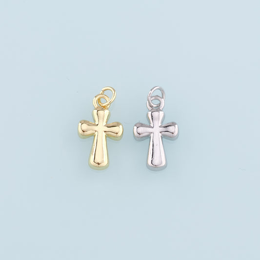 Gold Cross Charms,18K Gold Filled Cross Pendant,Religion Charm Bracelet Necklace for DIY Jewelry Making Supply