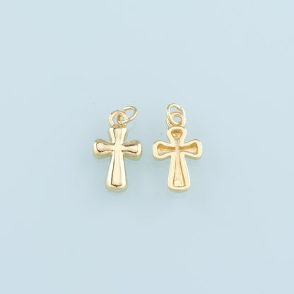 Gold Cross Charms,18K Gold Filled Cross Pendant,Religion Charm Bracelet Necklace for DIY Jewelry Making Supply