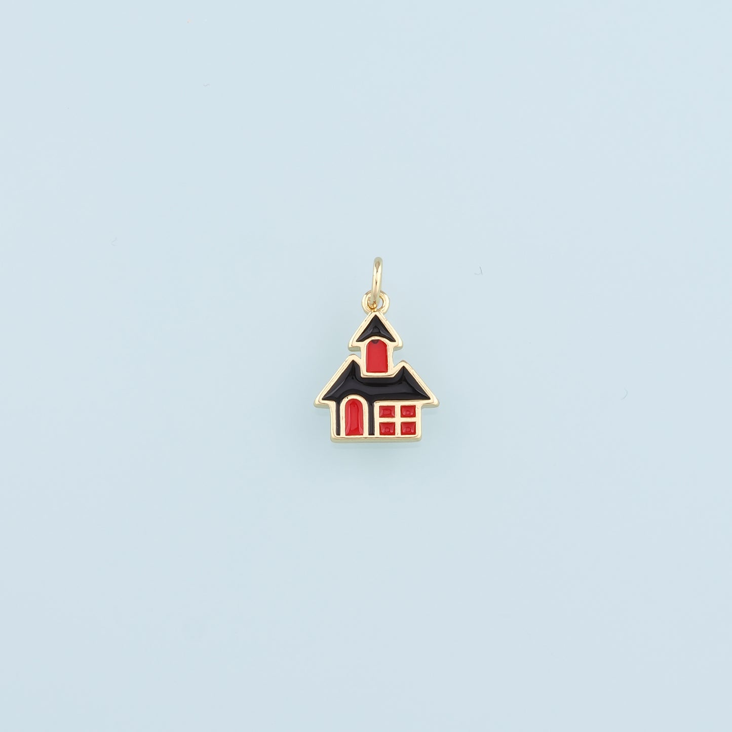 18K Gold Filled Home Pendant,Enamel Home Charm Bracelet Necklace for DIY Jewelry Making Supply