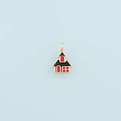 18K Gold Filled Home Pendant,Enamel Home Charm Bracelet Necklace for DIY Jewelry Making Supply