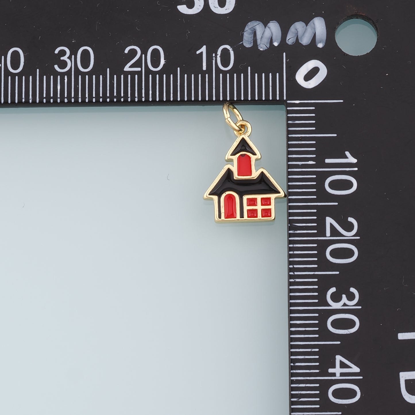 18K Gold Filled Home Pendant,Enamel Home Charm Bracelet Necklace for DIY Jewelry Making Supply