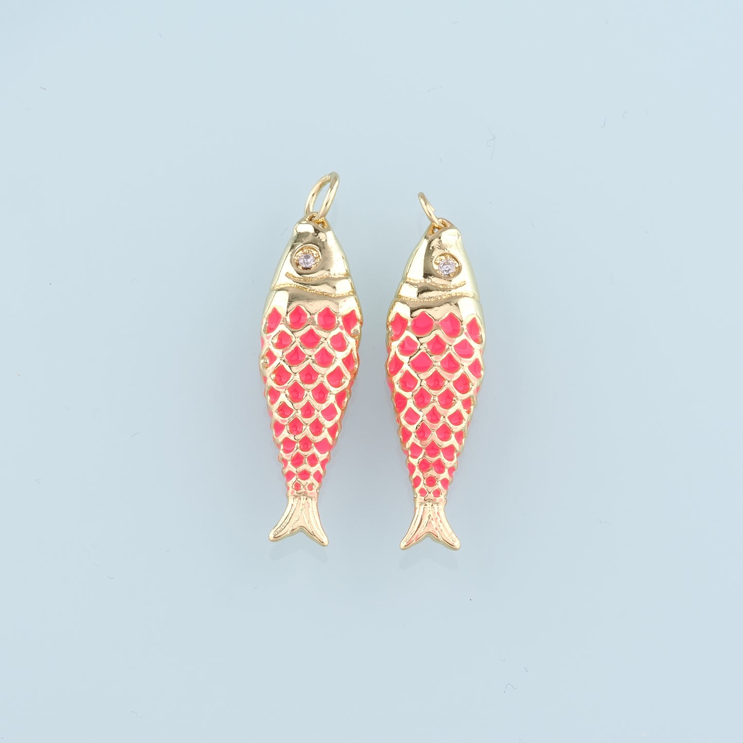 Gold Fish Charms,18K Gold Filled Enamel Fish Pendant,Cute Fish Charm Bracelet Necklace for DIY Jewelry Making Supply