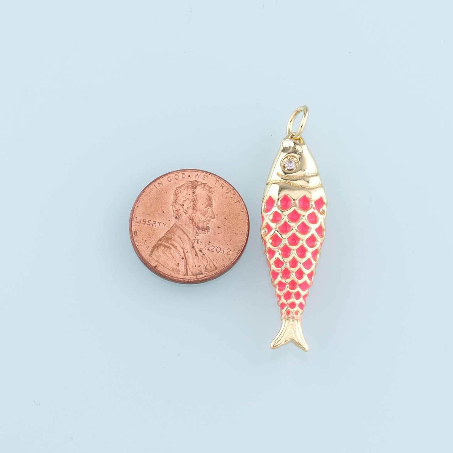Gold Fish Charms,18K Gold Filled Enamel Fish Pendant,Cute Fish Charm Bracelet Necklace for DIY Jewelry Making Supply