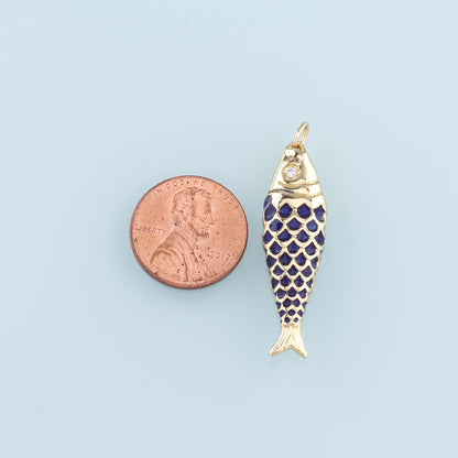 Gold Fish Charms,18K Gold Filled Enamel Fish Pendant,Cute Fish Charm Bracelet Necklace for DIY Jewelry Making Supply