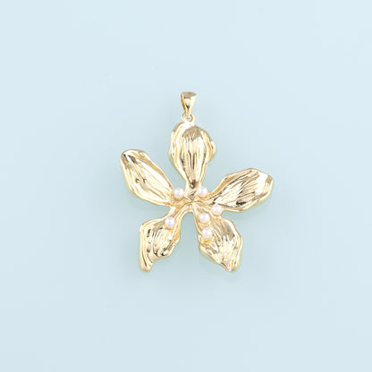 Gold Flower Charms,18K Gold Filled Flower Pendant,Flower Charm Bracelet Necklace for DIY Jewelry Making Supply