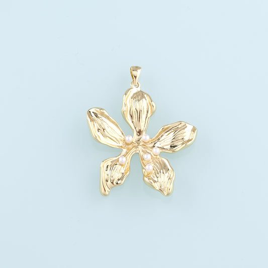 Gold Flower Charms,18K Gold Filled Flower Pendant,Flower Charm Bracelet Necklace for DIY Jewelry Making Supply