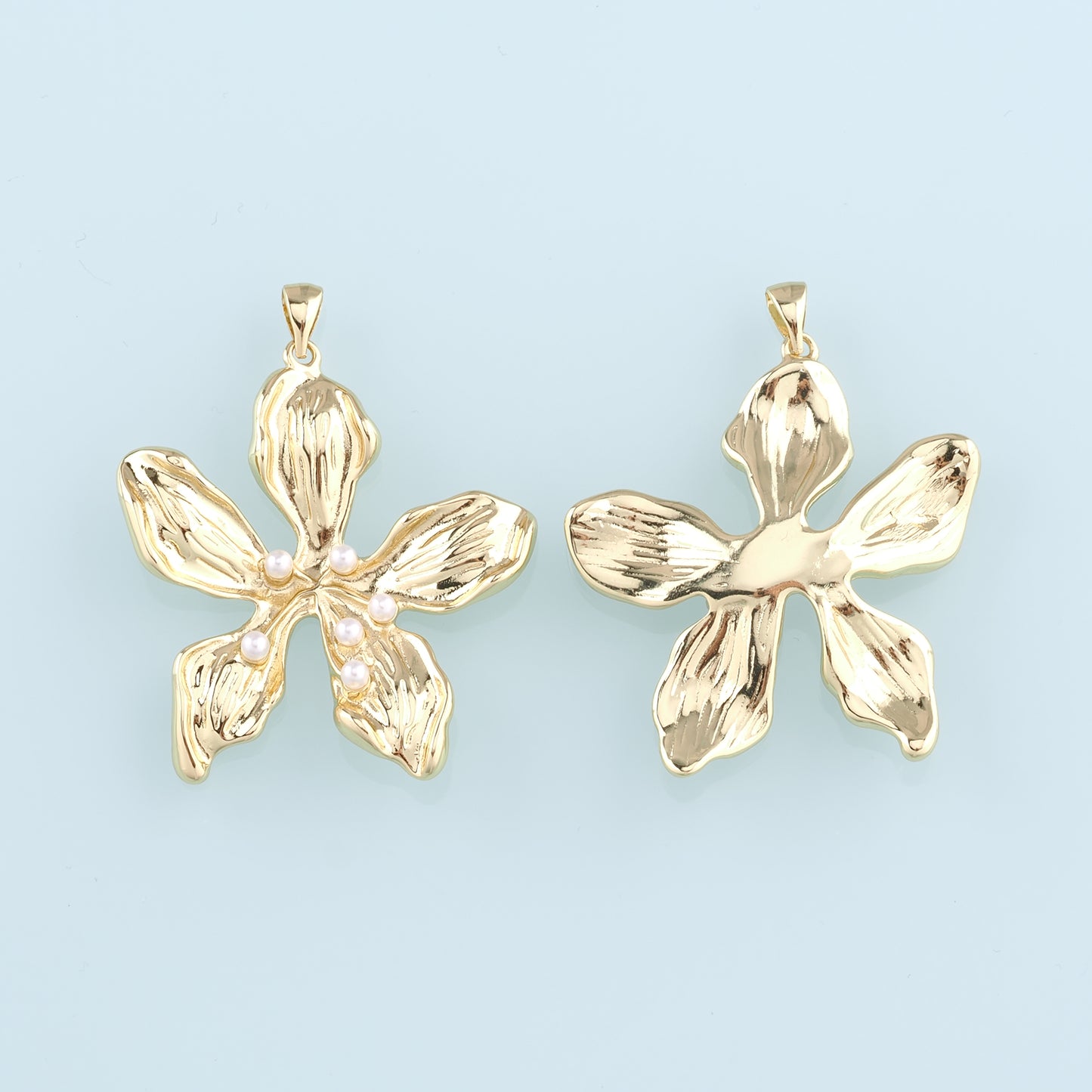 Gold Flower Charms,18K Gold Filled Flower Pendant,Flower Charm Bracelet Necklace for DIY Jewelry Making Supply