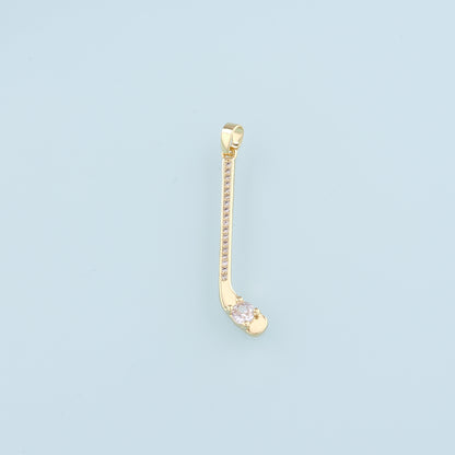18K Gold Filled GolF Pendant,CZ Micro Pave Golf Clubs Charm Bracelet Necklace for DIY Jewelry Making Supply