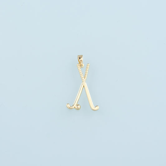 18K Gold Filled GolF Pendant,Golf Clubs Charm Bracelet Necklace for DIY Jewelry Making Supply