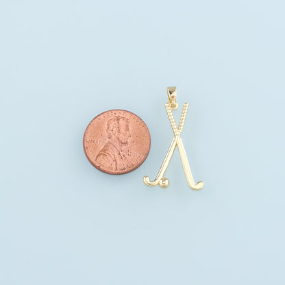18K Gold Filled GolF Pendant,Golf Clubs Charm Bracelet Necklace for DIY Jewelry Making Supply