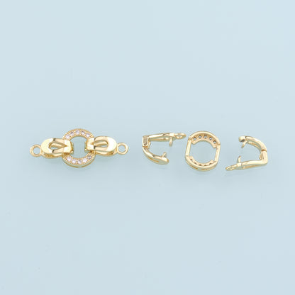 18K Gold Filled Twisted Round Clasp,Carabiner Lock Connector,Spring Push Gate for DIY Jewelry Finding Necklace Bracelet