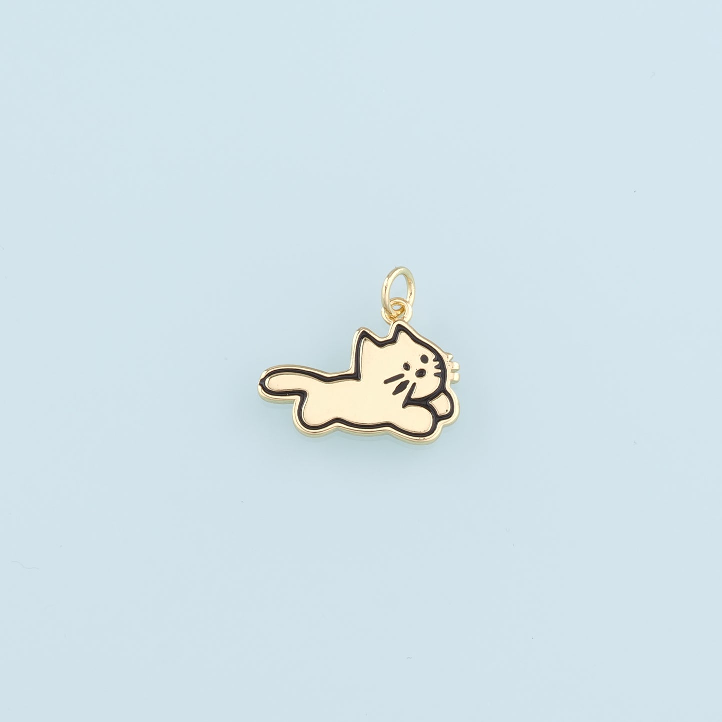 Gold Cat Charms,18K Gold Filled Cat Pendant,Cute Cat Charm Bracelet Necklace for DIY Jewelry Making Supply