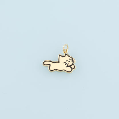 Gold Cat Charms,18K Gold Filled Cat Pendant,Cute Cat Charm Bracelet Necklace for DIY Jewelry Making Supply