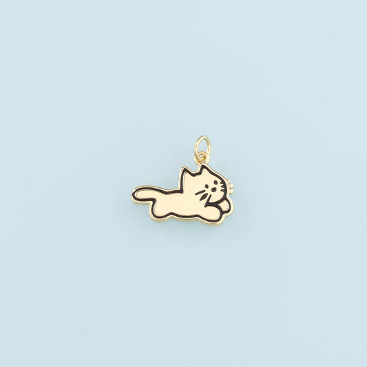 Gold Cat Charms,18K Gold Filled Cat Pendant,Cute Cat Charm Bracelet Necklace for DIY Jewelry Making Supply