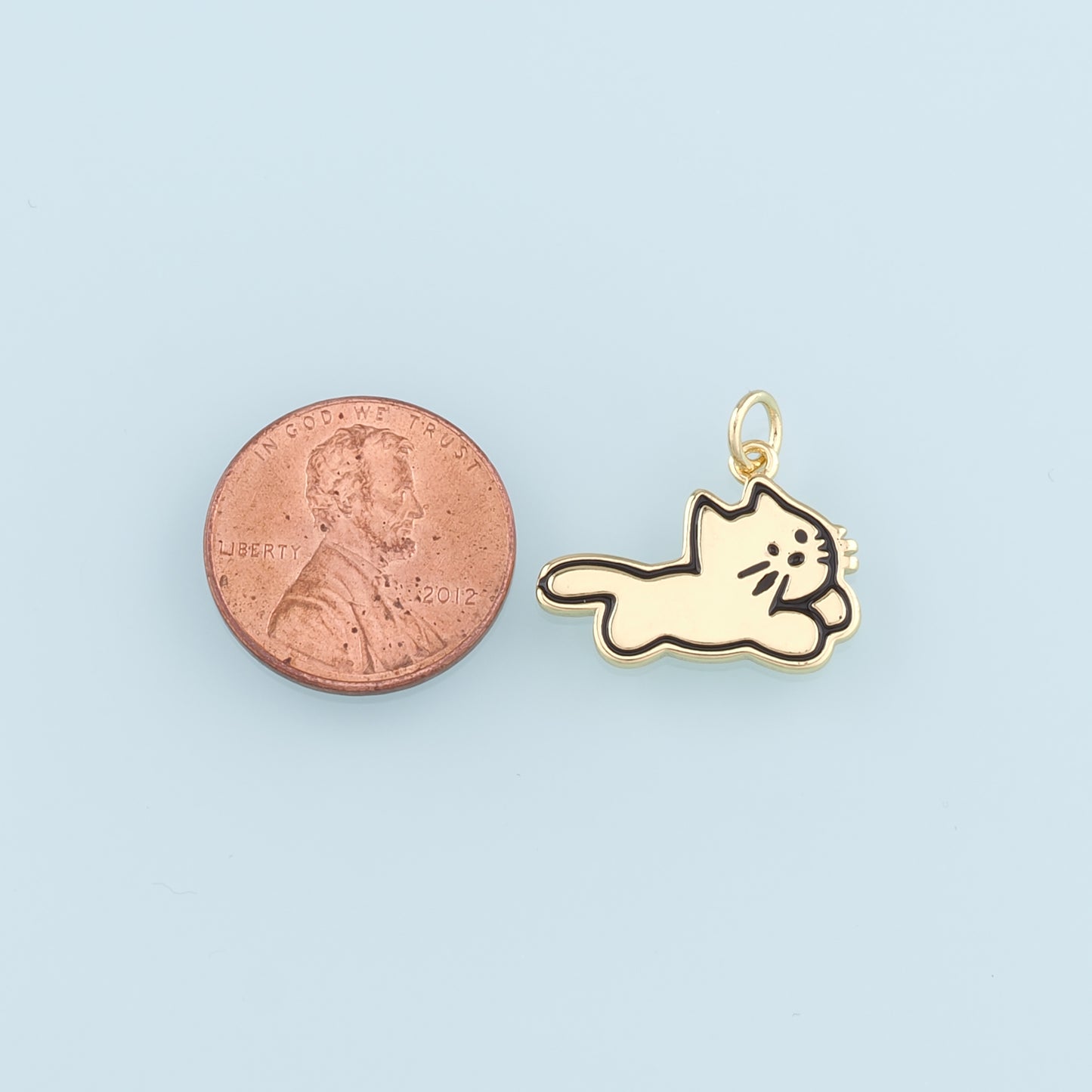 Gold Cat Charms,18K Gold Filled Cat Pendant,Cute Cat Charm Bracelet Necklace for DIY Jewelry Making Supply
