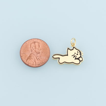 Gold Cat Charms,18K Gold Filled Cat Pendant,Cute Cat Charm Bracelet Necklace for DIY Jewelry Making Supply