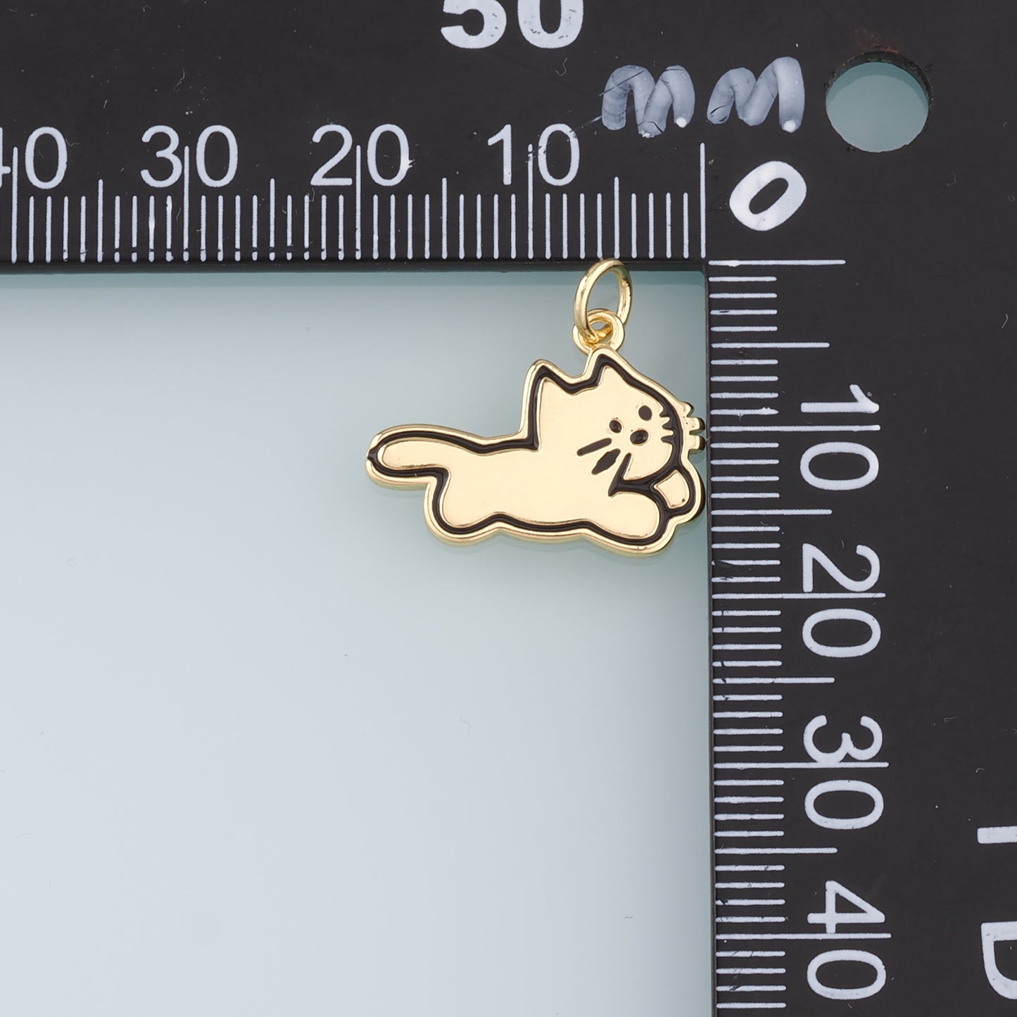 Gold Cat Charms,18K Gold Filled Cat Pendant,Cute Cat Charm Bracelet Necklace for DIY Jewelry Making Supply