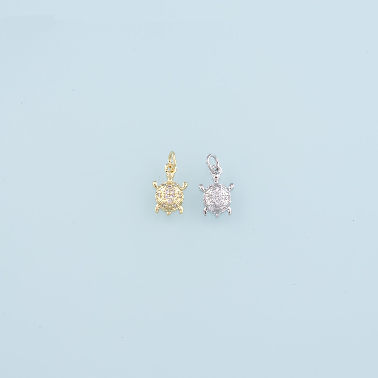 Gold Turtle Charms,18K Gold Filled Turtle Pendant, CZ Micro Pave Turtle Charm Bracelet Necklace for DIY Jewelry Making Supply