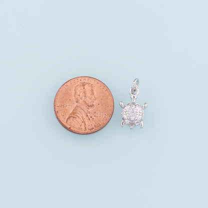 Gold Turtle Charms,18K Gold Filled Turtle Pendant, CZ Micro Pave Turtle Charm Bracelet Necklace for DIY Jewelry Making Supply