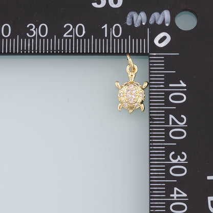 Gold Turtle Charms,18K Gold Filled Turtle Pendant, CZ Micro Pave Turtle Charm Bracelet Necklace for DIY Jewelry Making Supply