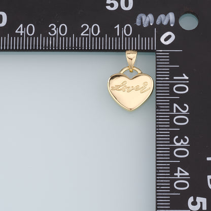 18K Gold Filled Heart Pendant,Heart Charm Bracelet Necklace for DIY Jewelry Making Supply