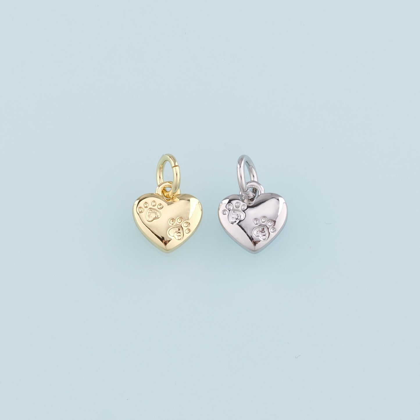 Gold Heart Charm,18K Gold Filled Heart Pendant,Paw Charm Bracelet Necklace for DIY Jewelry Making Supply