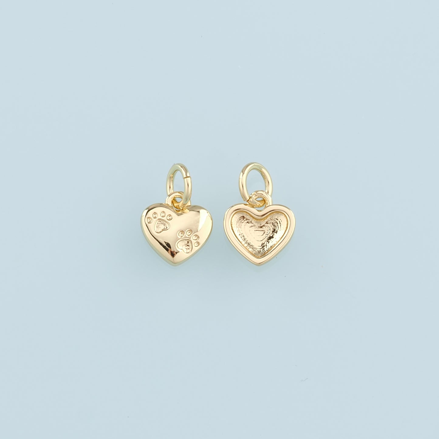 Gold Heart Charm,18K Gold Filled Heart Pendant,Paw Charm Bracelet Necklace for DIY Jewelry Making Supply
