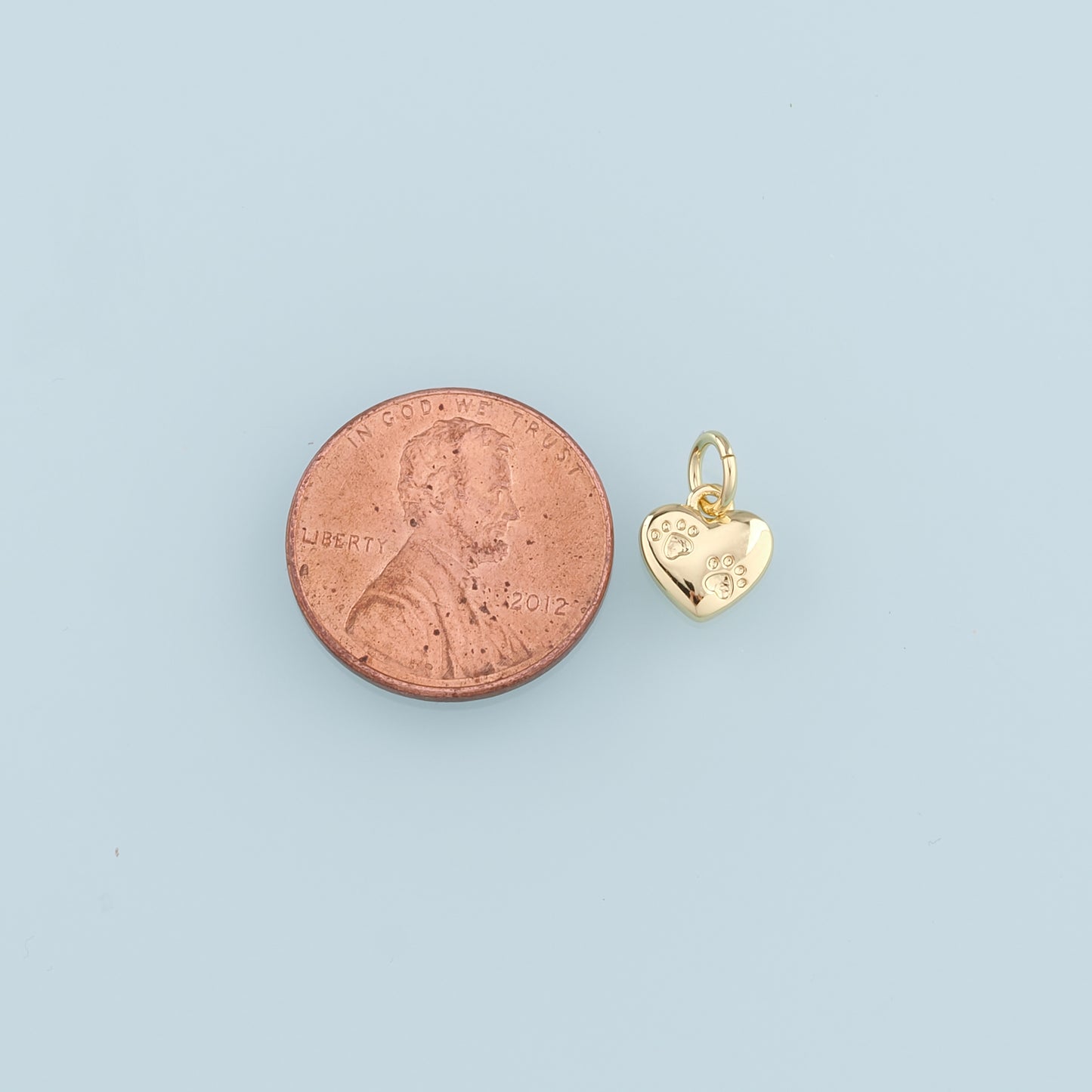 Gold Heart Charm,18K Gold Filled Heart Pendant,Paw Charm Bracelet Necklace for DIY Jewelry Making Supply