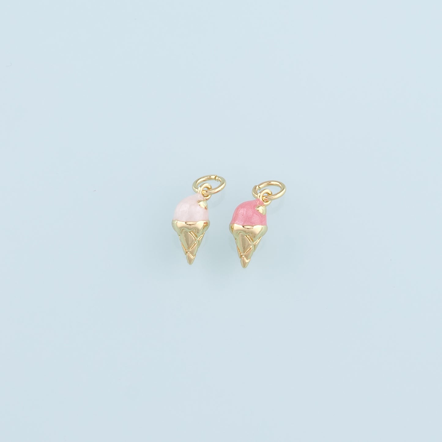 18K Gold Filled Ice Cream Pendant,Enamel Ice Cream Charm Bracelet Necklace for DIY Jewelry Making Supply