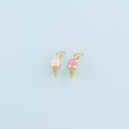 18K Gold Filled Ice Cream Pendant,Enamel Ice Cream Charm Bracelet Necklace for DIY Jewelry Making Supply