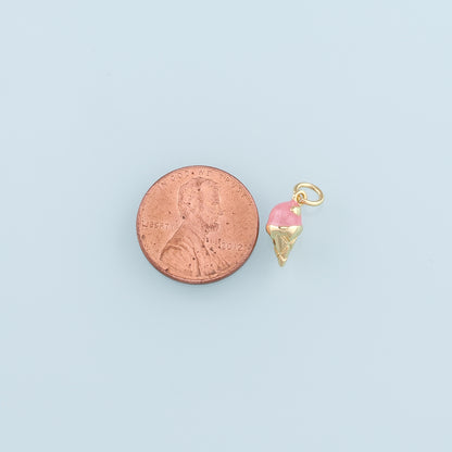 18K Gold Filled Ice Cream Pendant,Enamel Ice Cream Charm Bracelet Necklace for DIY Jewelry Making Supply