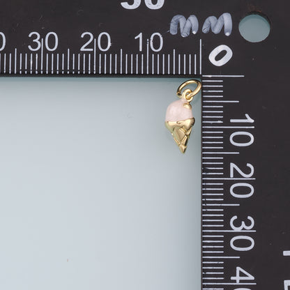 18K Gold Filled Ice Cream Pendant,Enamel Ice Cream Charm Bracelet Necklace for DIY Jewelry Making Supply