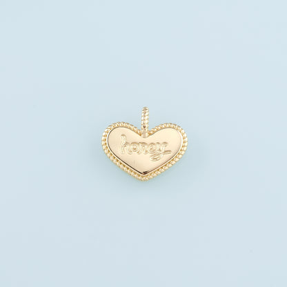 18K Gold Filled Heart Pendant,Heart Charm Bracelet Necklace for DIY Jewelry Making Supply