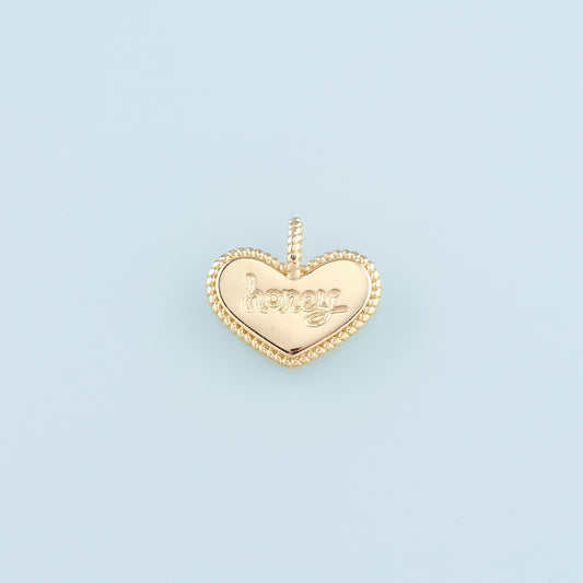 18K Gold Filled Heart Pendant,Heart Charm Bracelet Necklace for DIY Jewelry Making Supply