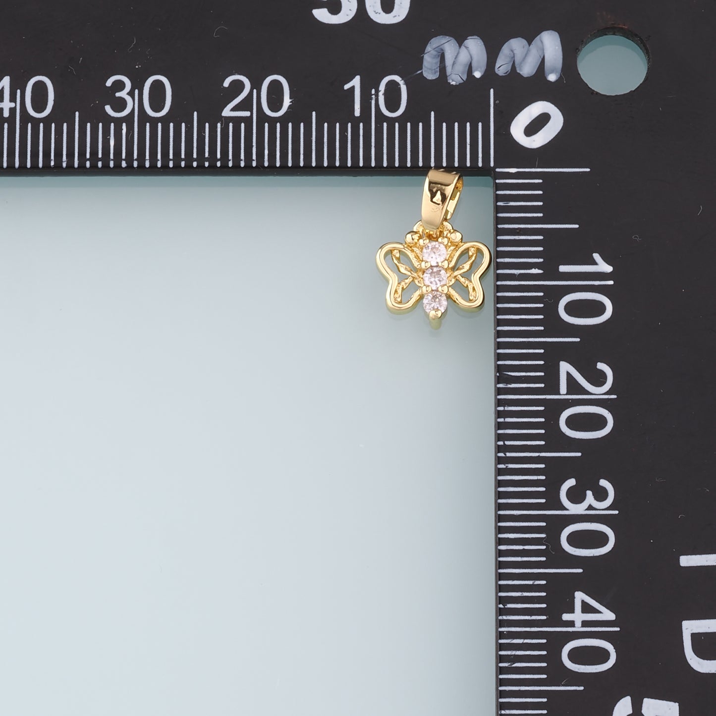 18K Gold Filled Butterfly Pendant,CZ Micro Pave Butterfly Charm Bracelet Necklace for DIY Jewelry Making Supply
