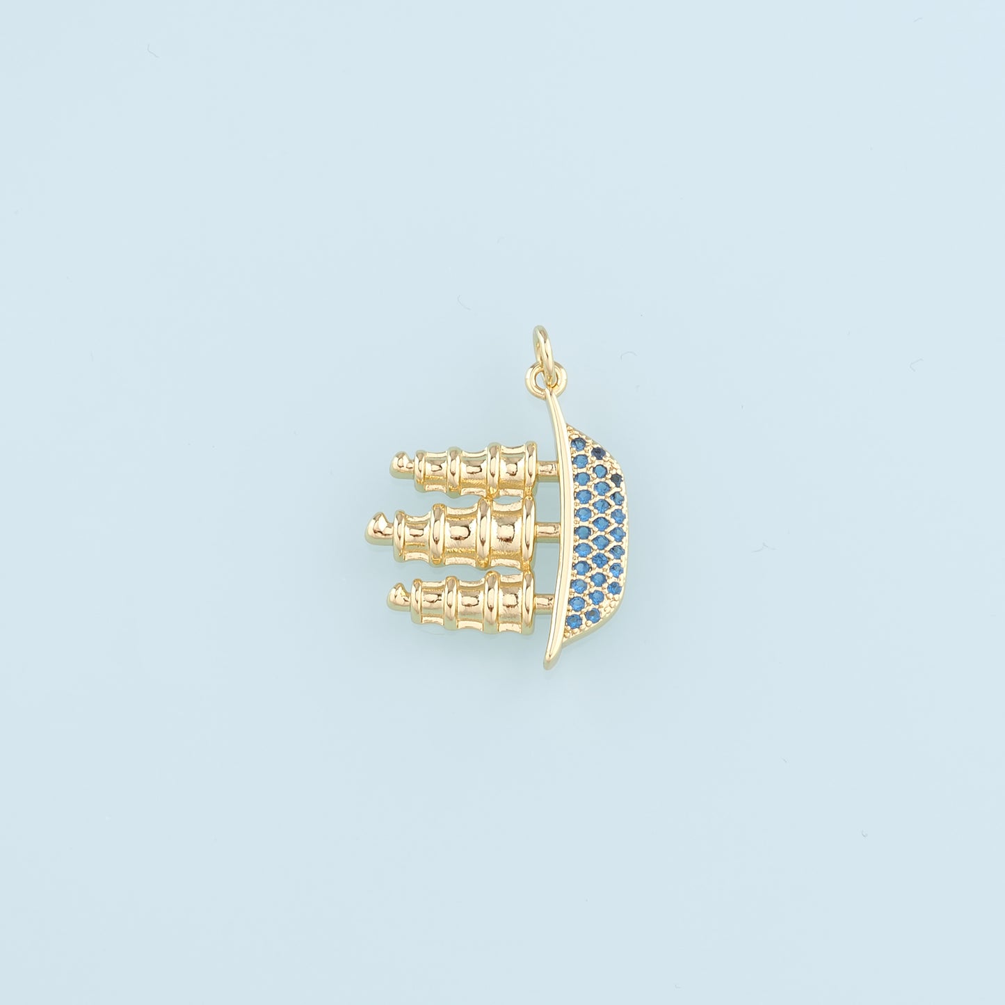 18K Gold Filled Boat Pendant,CZ Micro Pave Boat Charm Bracelet Necklace for DIY Jewelry Making Supply