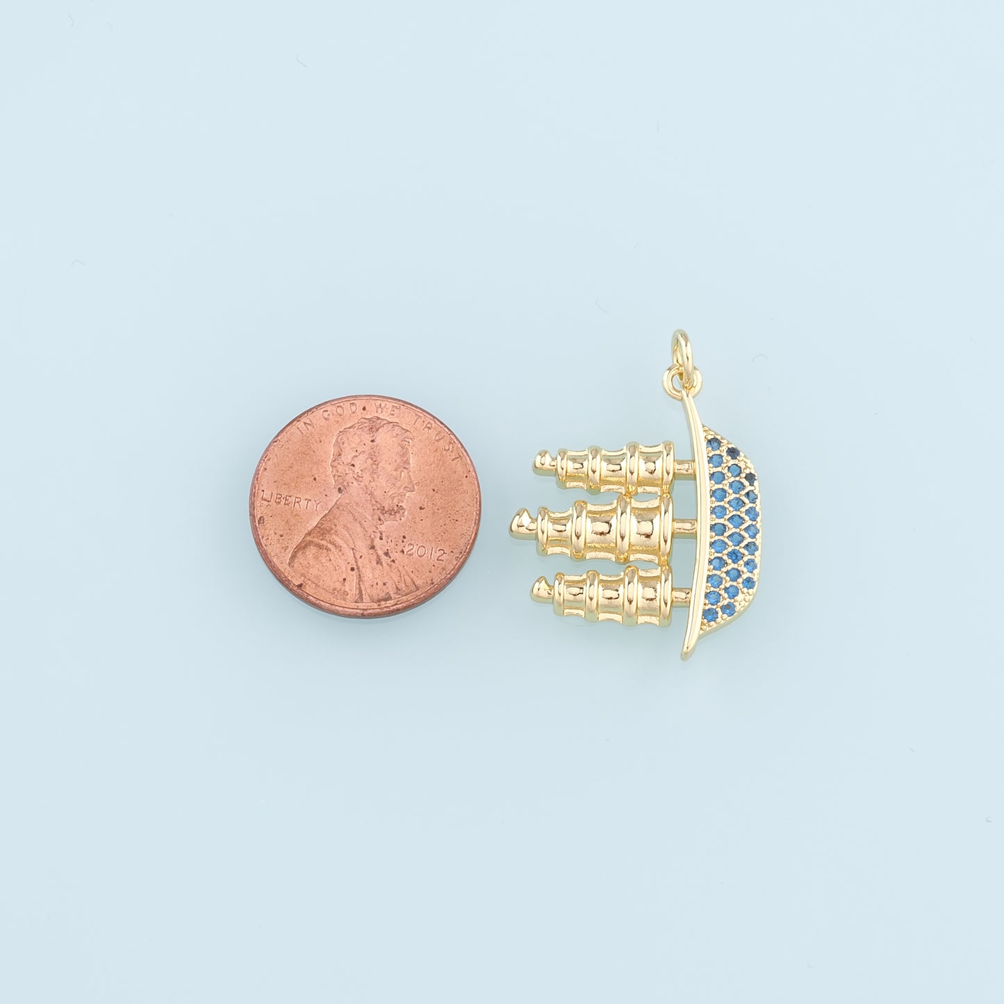 18K Gold Filled Boat Pendant,CZ Micro Pave Boat Charm Bracelet Necklace for DIY Jewelry Making Supply
