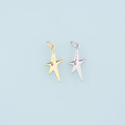 Gold Star Charm,18K Gold Filled Star Pendant,Celestial Charm Bracelet Necklace for DIY Jewelry Making Supply