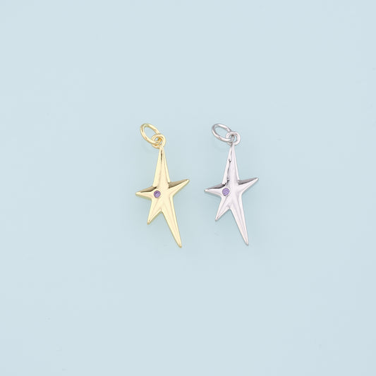 Gold Star Charm,18K Gold Filled Star Pendant,Celestial Charm Bracelet Necklace for DIY Jewelry Making Supply