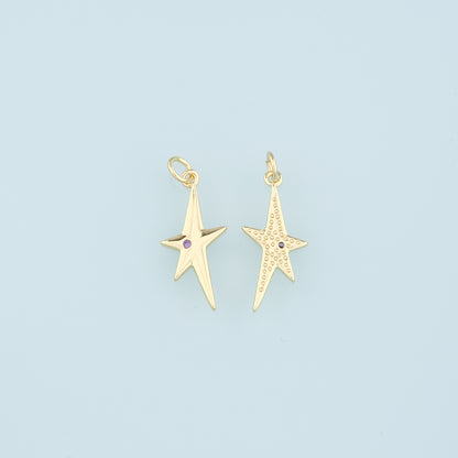 Gold Star Charm,18K Gold Filled Star Pendant,Celestial Charm Bracelet Necklace for DIY Jewelry Making Supply
