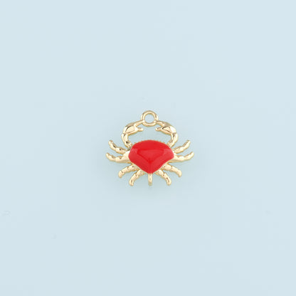 Gold Connector Charms,18K Gold Filled Crab Pendant,Enamel Crab Charms Bracelet Necklace for DIY Jewelry Making Supply
