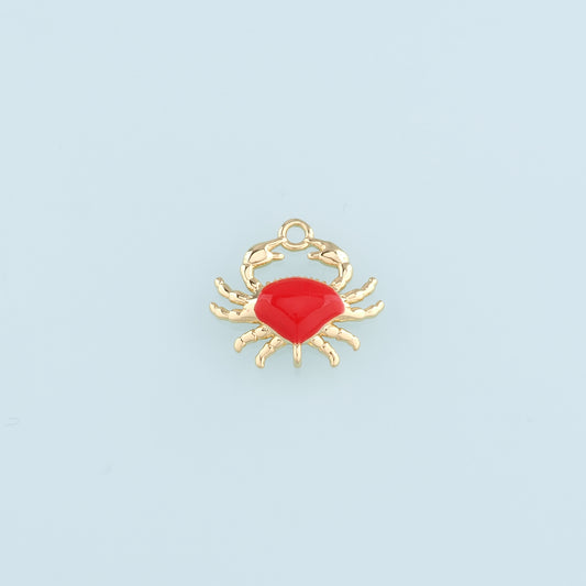Gold Connector Charms,18K Gold Filled Crab Pendant,Enamel Crab Charms Bracelet Necklace for DIY Jewelry Making Supply
