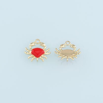 Gold Connector Charms,18K Gold Filled Crab Pendant,Enamel Crab Charms Bracelet Necklace for DIY Jewelry Making Supply