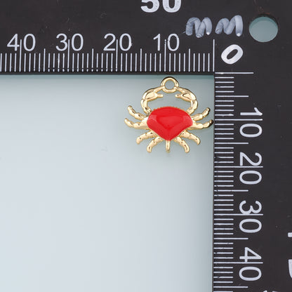 Gold Connector Charms,18K Gold Filled Crab Pendant,Enamel Crab Charms Bracelet Necklace for DIY Jewelry Making Supply