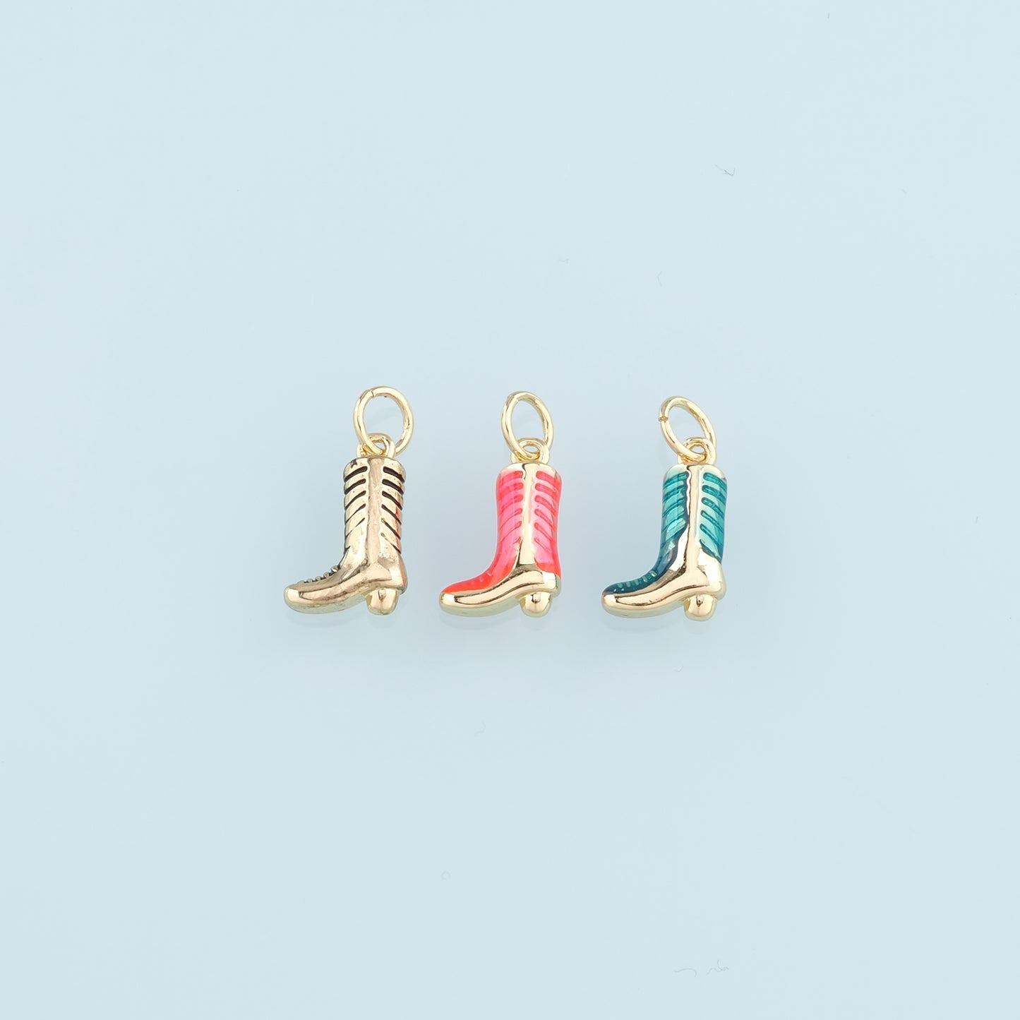 Gold Boots Charms,18K Gold Filled Boots Pendant,Enamel Cowboy Boots Charm Bracelet Necklace for DIY Jewelry Making Supply