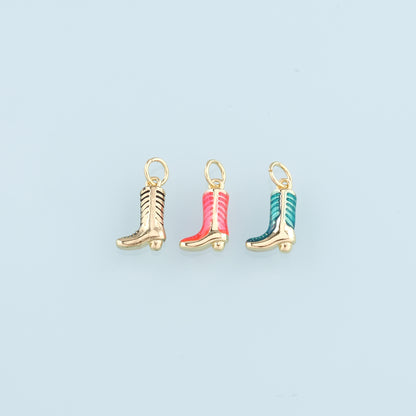 Gold Boots Charms,18K Gold Filled Boots Pendant,Enamel Cowboy Boots Charm Bracelet Necklace for DIY Jewelry Making Supply