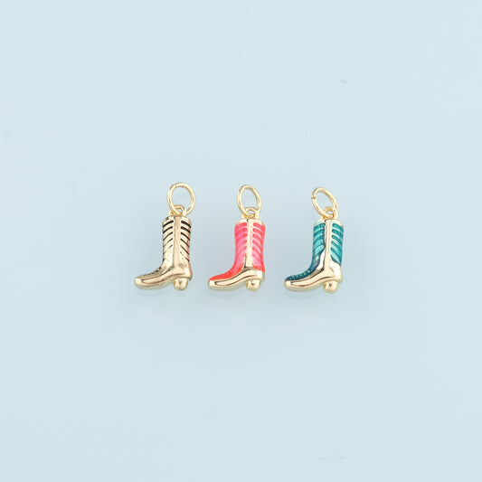 Gold Boots Charms,18K Gold Filled Boots Pendant,Enamel Cowboy Boots Charm Bracelet Necklace for DIY Jewelry Making Supply
