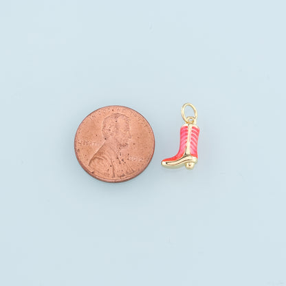 Gold Boots Charms,18K Gold Filled Boots Pendant,Enamel Cowboy Boots Charm Bracelet Necklace for DIY Jewelry Making Supply